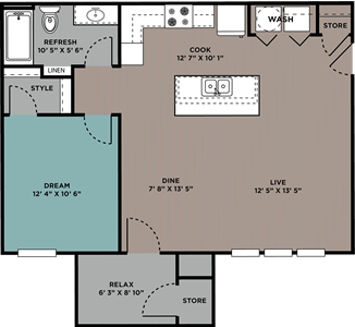 One Bedroom / One Bath - 736 Sq. Ft.*